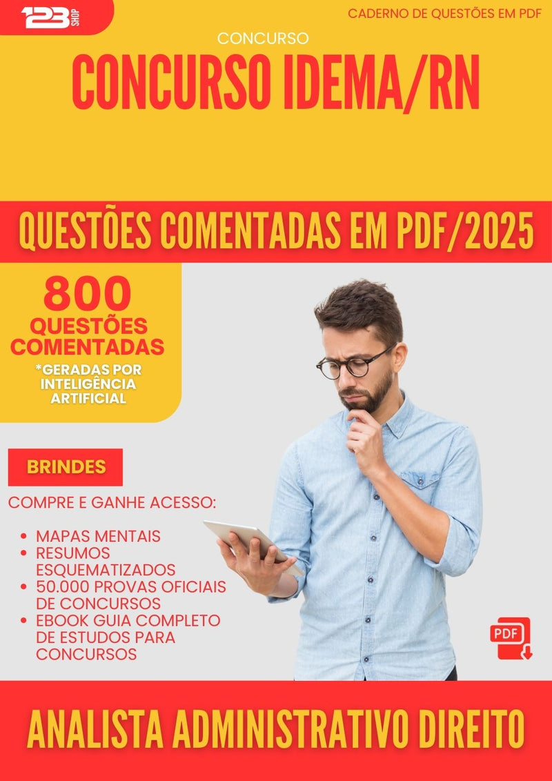 800 Questões Comentadas para Concurso Analista Administrativo Direito Idema Rn 2025 - 800 Questões