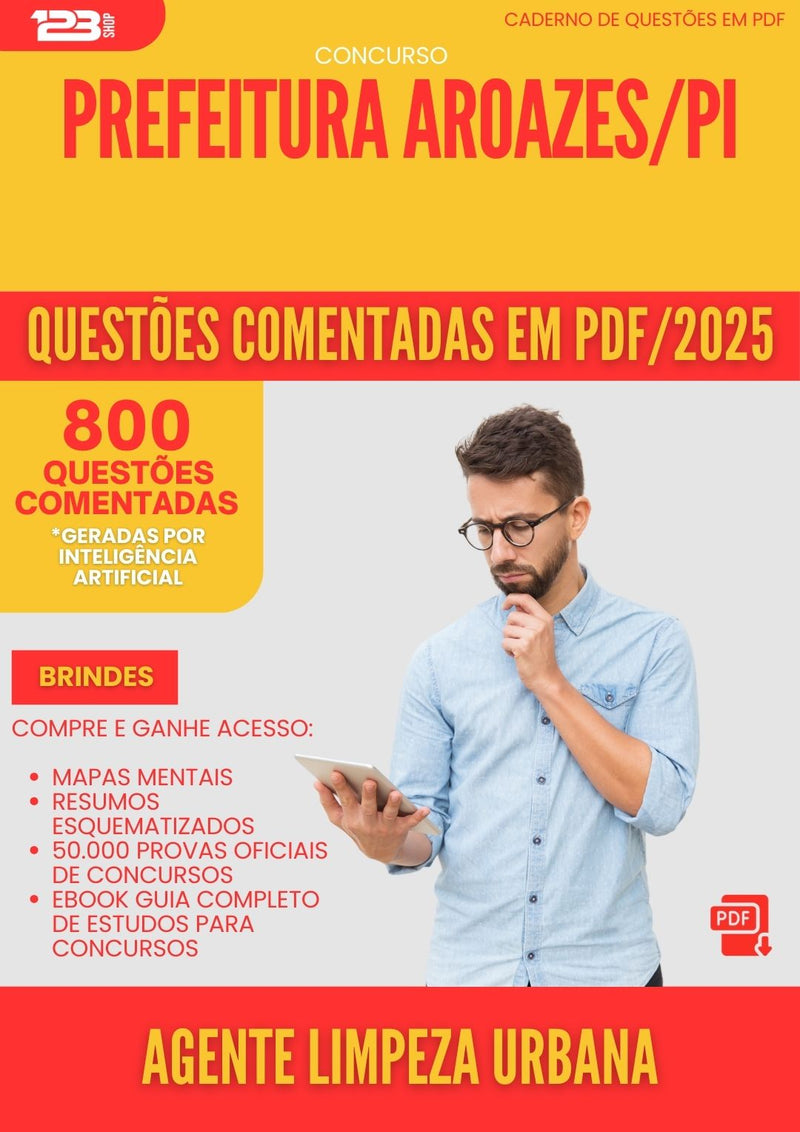 800 Questões Comentadas para Concurso Agente De Limpeza Urbana da Prefeitura Aroazes Pi 2025 - 800 Questões