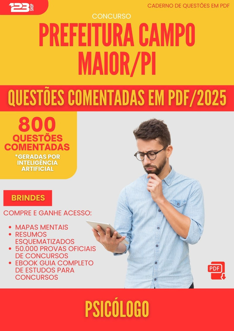 800 Questões Comentadas para Concurso Psicologo da Prefeitura Campo Maior Pi 2025 - 800 Questões