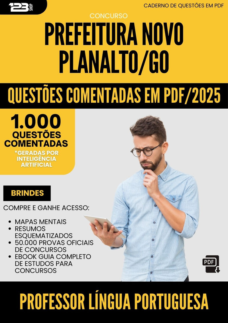 1000 Questões Comentadas para Concurso Professor Lingua Portuguesa da Prefeitura Novo Planalto Go 2025 - 1000 Questões