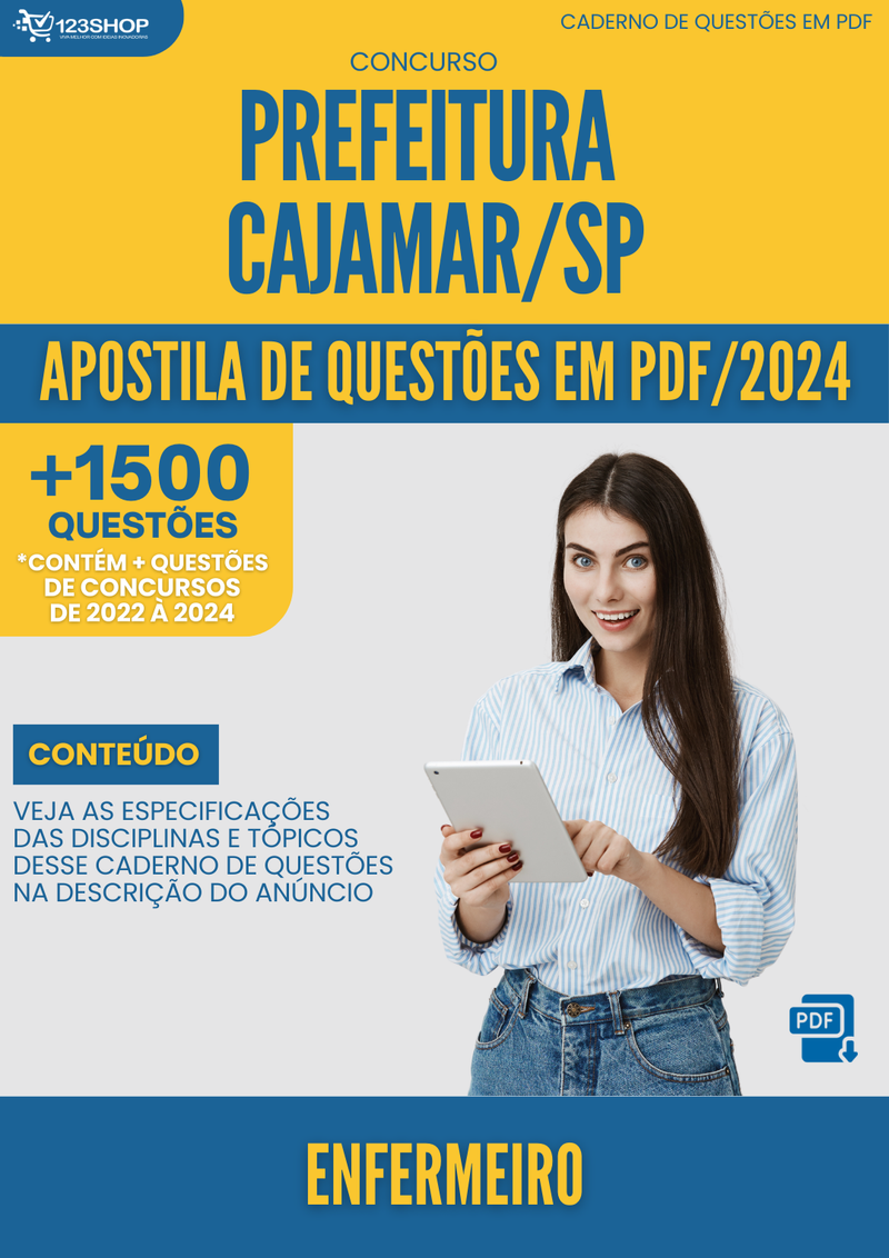 Apostila de Questões para Concurso Prefeitura Cajamar SP 2024 Enfermeiro - Mais de 1.500 Questões | loja123shop