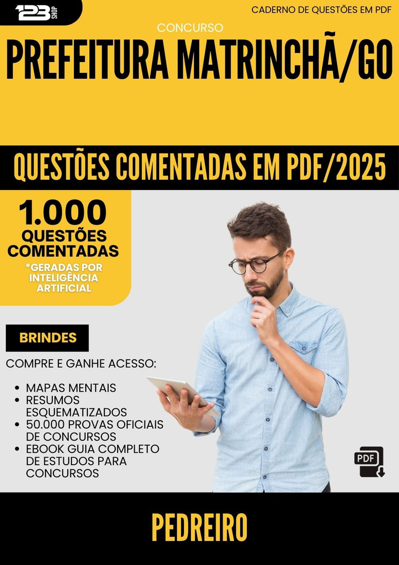 1000 Questões Comentadas para Concurso Pedreiro da Prefeitura Matrincha Go 2025 - 1000 Questões