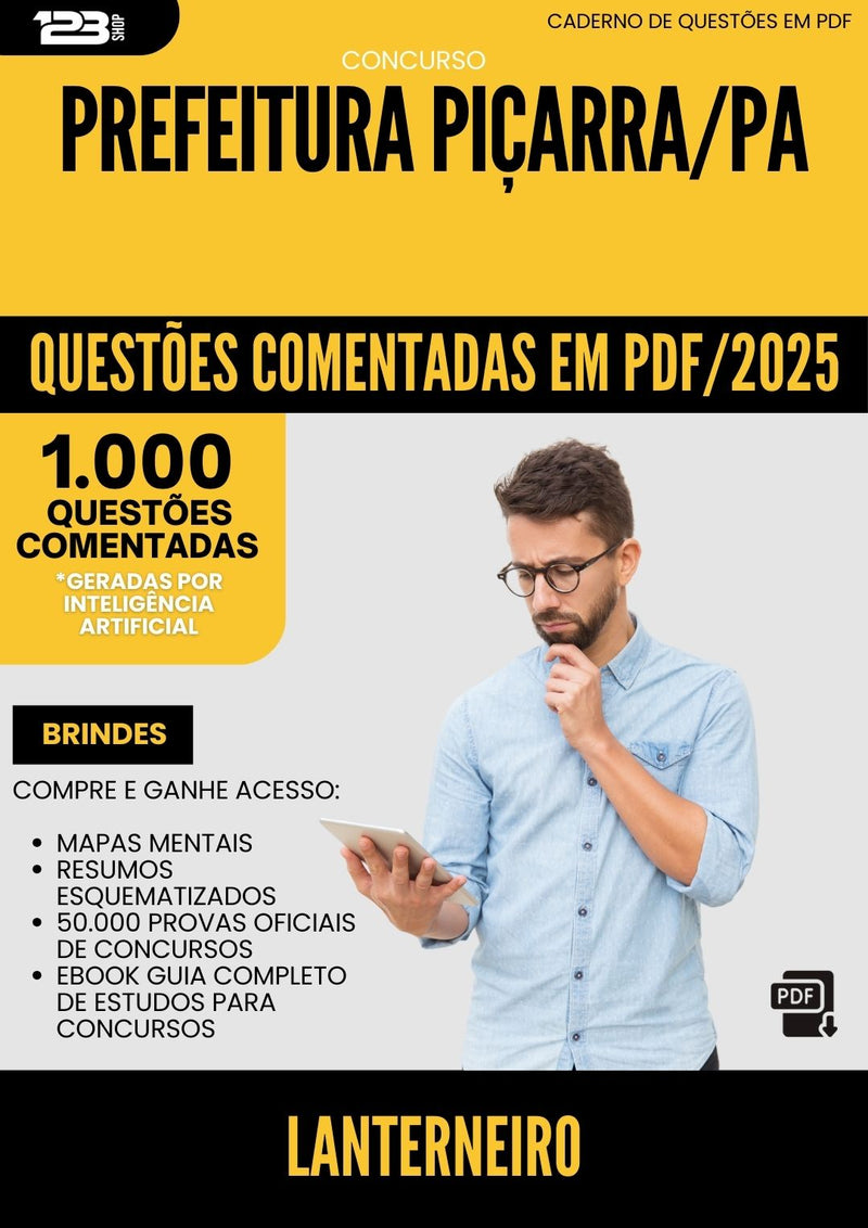 1000 Questões Comentadas para Concurso Lanterneiro da Prefeitura Picarra Pa 2025 - 1000 Questões