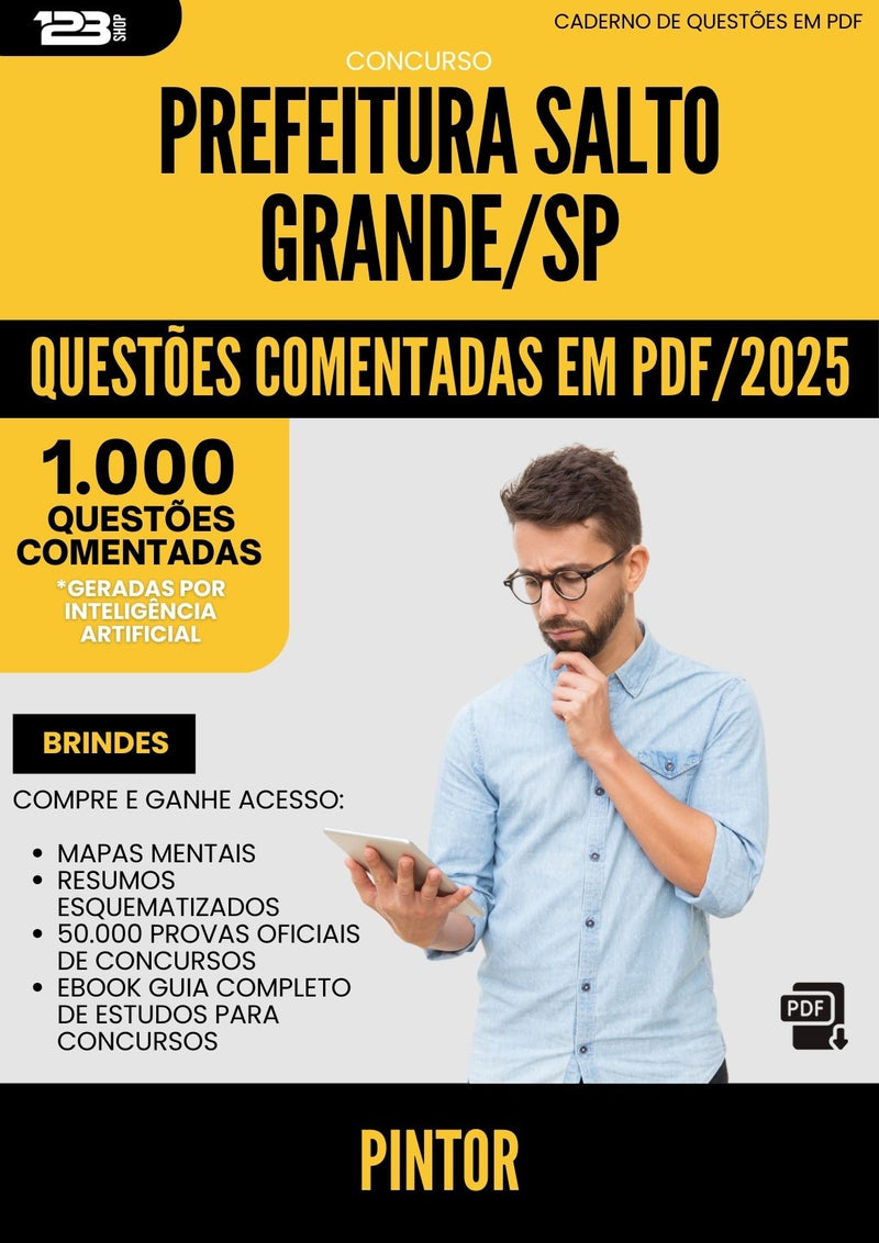 1000 Questões Comentadas para Concurso Pintor da Prefeitura Salto Grande Sp 2025 - 1000 Questões