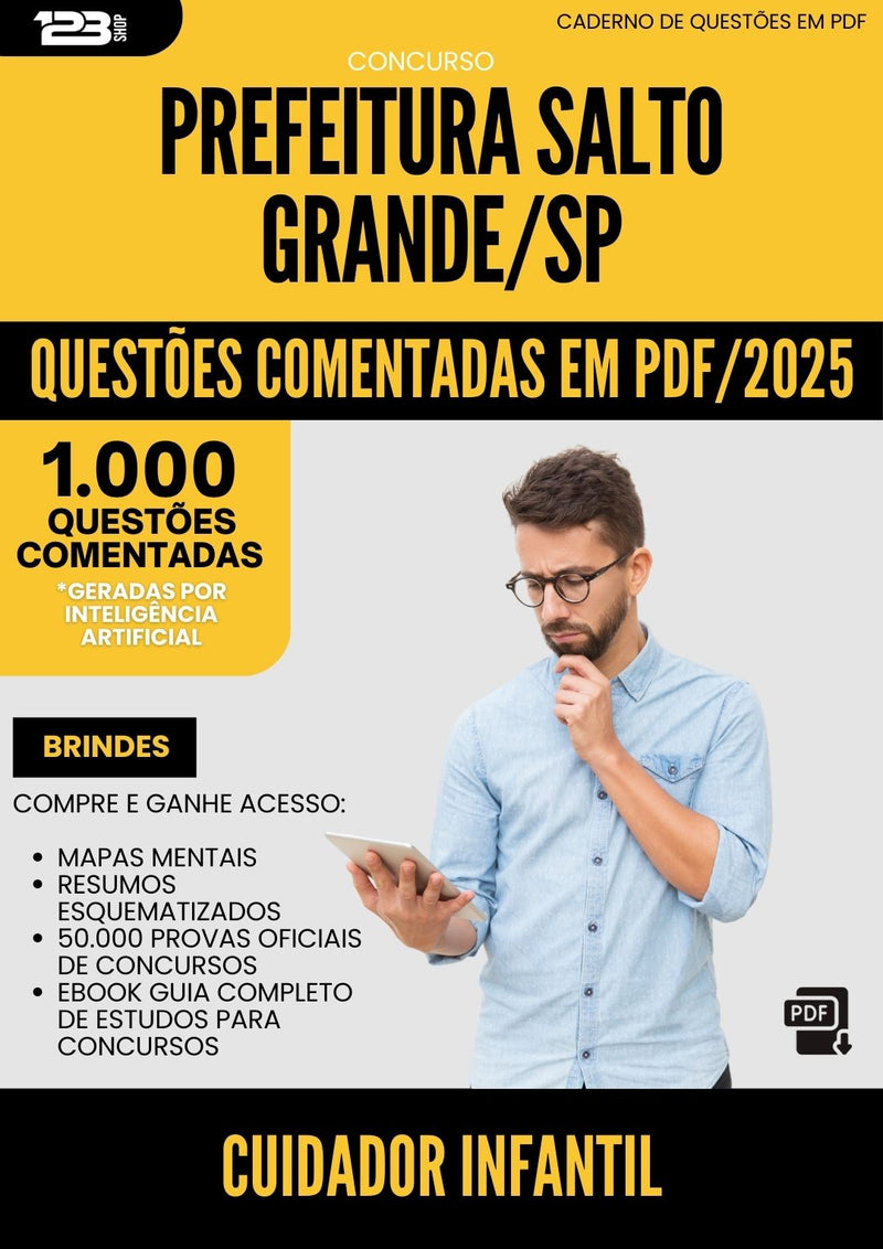 1000 Questões Comentadas para Concurso Cuidador Infantil da Prefeitura Salto Grande Sp 2025 - 1000 Questões