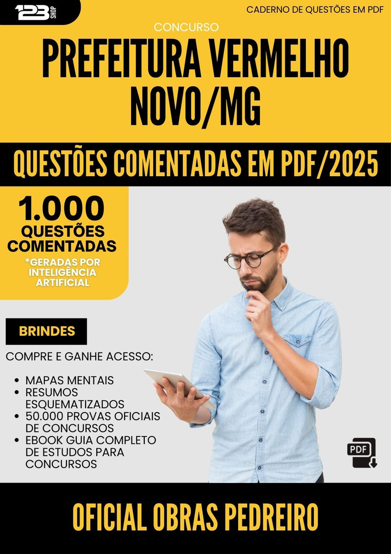 1000 Questões Comentadas para Concurso Oficial Obras Pedreiro da Prefeitura Vermelho Novo Mg 2025 - 1000 Questões