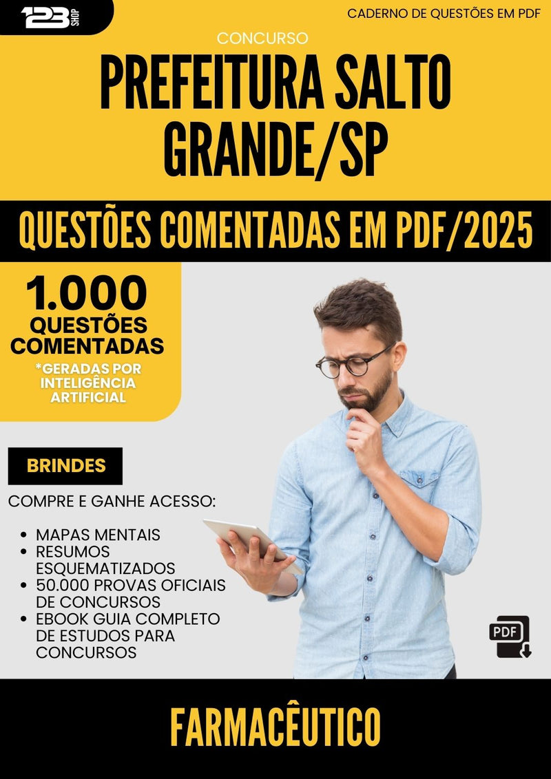 1000 Questões Comentadas para Concurso Farmaceutico da Prefeitura Salto Grande Sp 2025 - 1000 Questões
