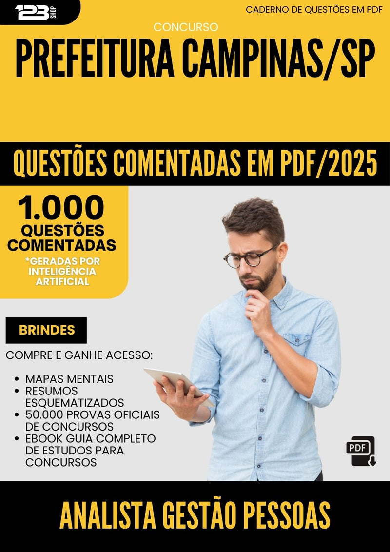 1000 Questões Comentadas para Concurso Analista De Gestao De Pessoas da Prefeitura Campinas Sp 2025 - 1000 Questões