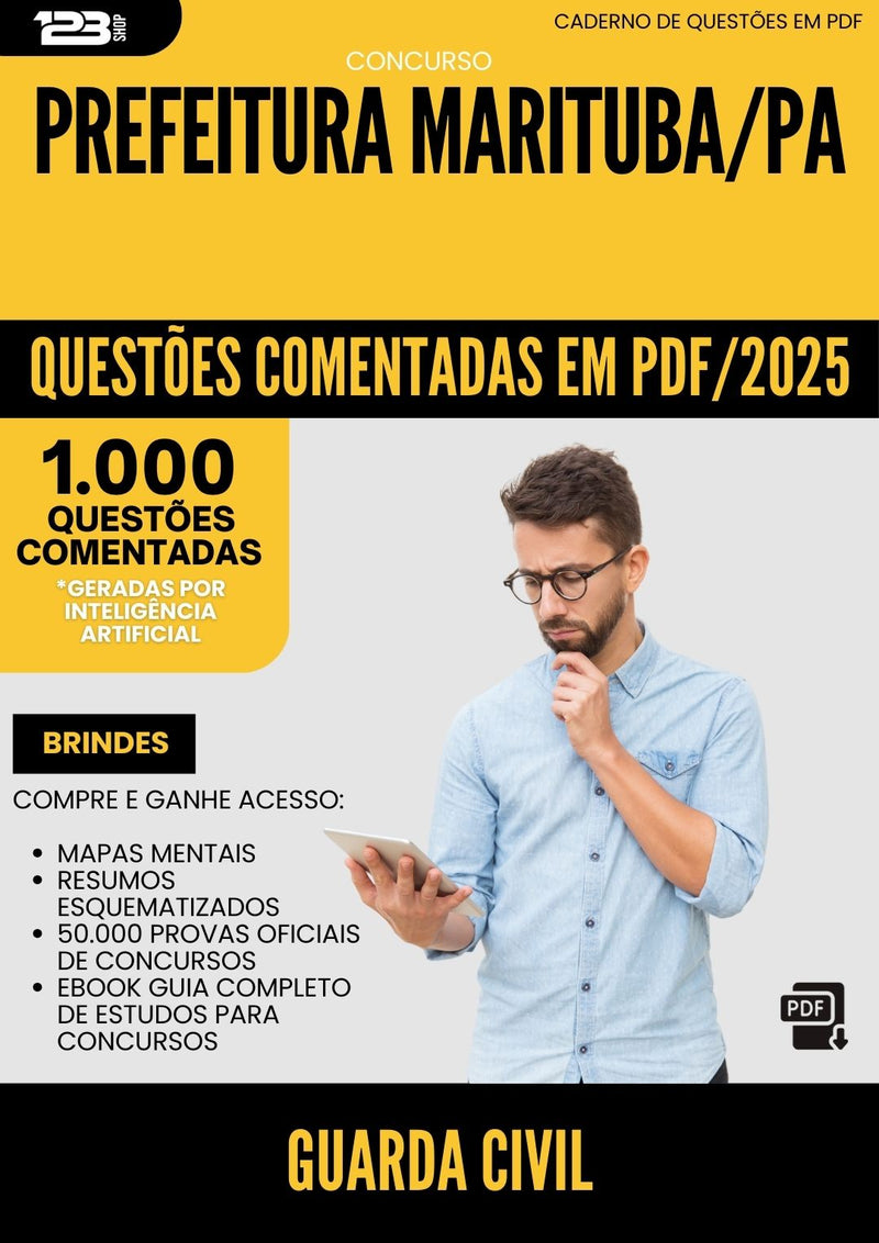 1000 Questões Comentadas para Concurso Guarda Civil da Prefeitura Marituba Pa 2025 - 1000 Questões