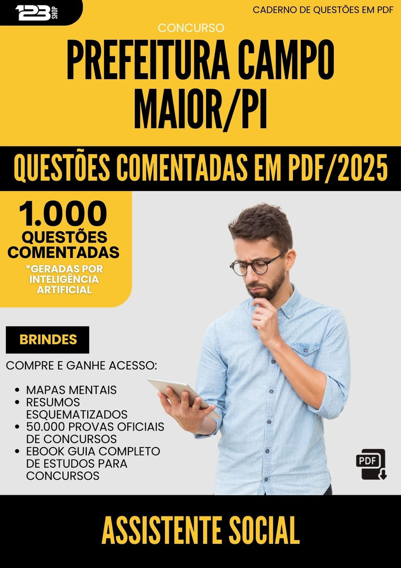 1000 Questões Comentadas para Concurso Assistente Social da Prefeitura Campo Maior Pi 2025 - 1000 Questões