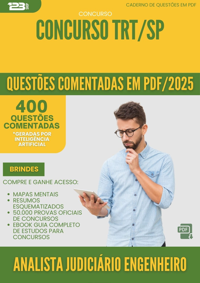 400 Questões Comentadas para Concurso Analista Judiciario Engenheiro Civil Trt Sp 2025 - 200 Questões