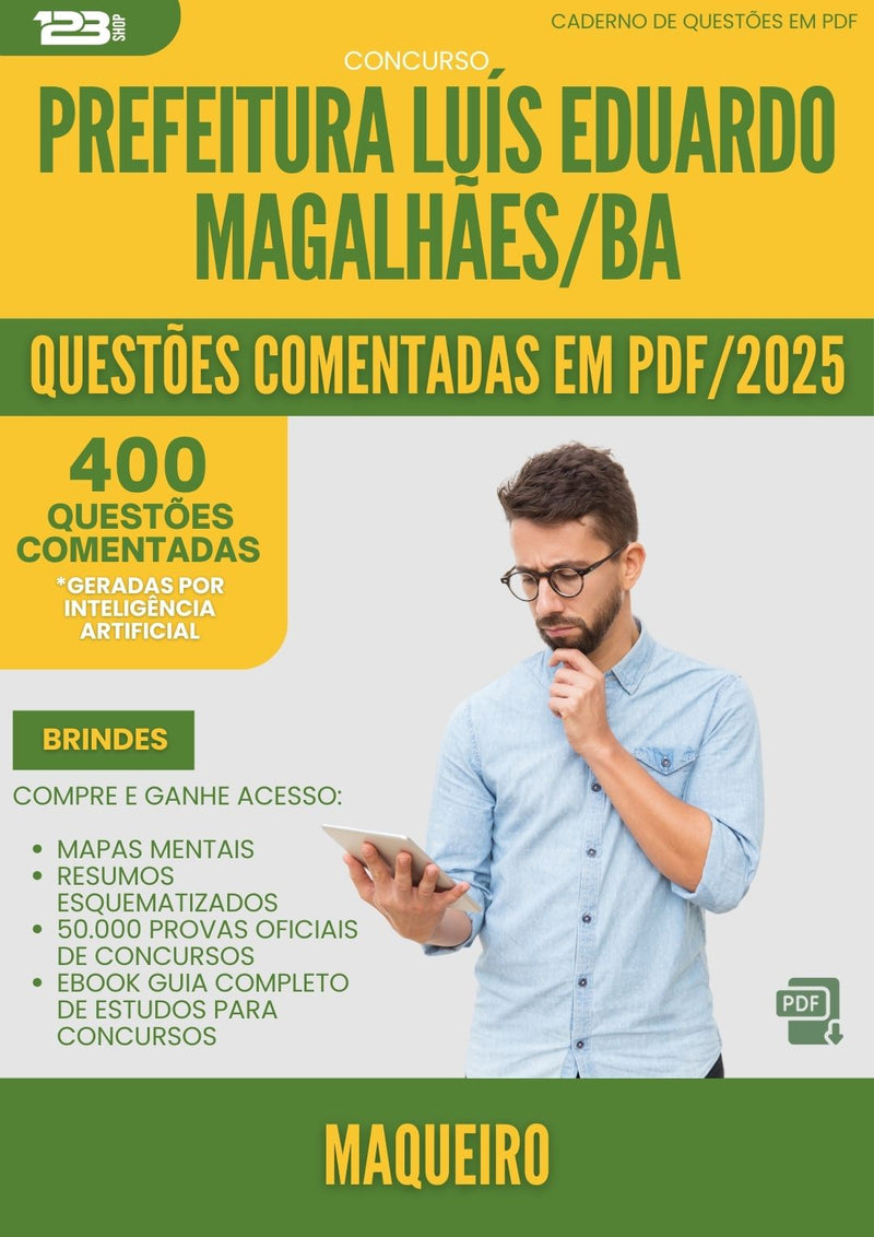 400 Questões Comentadas para Concurso Maqueiro da Prefeitura Luis Eduardo Magalhaes Ba 2025 - 200 Questões