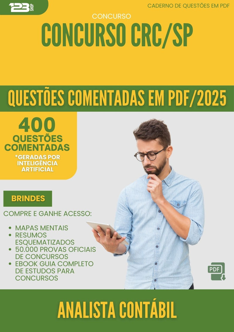 400 Questões Comentadas para Concurso Analista Contabil Crc Sp 2025 - 200 Questões