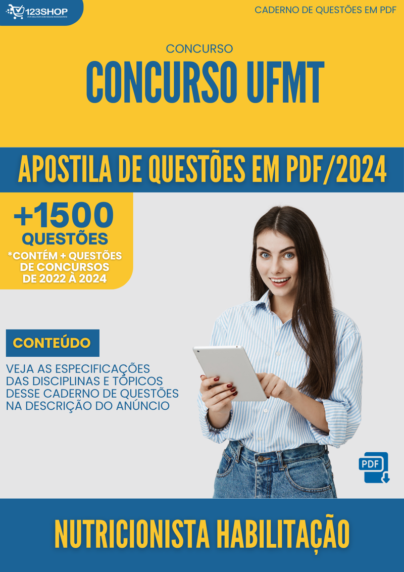 Apostila de Questões para Concurso UFMT 2024 Nutricionista Habilitação - Mais de 1.500 Questões | loja123shop