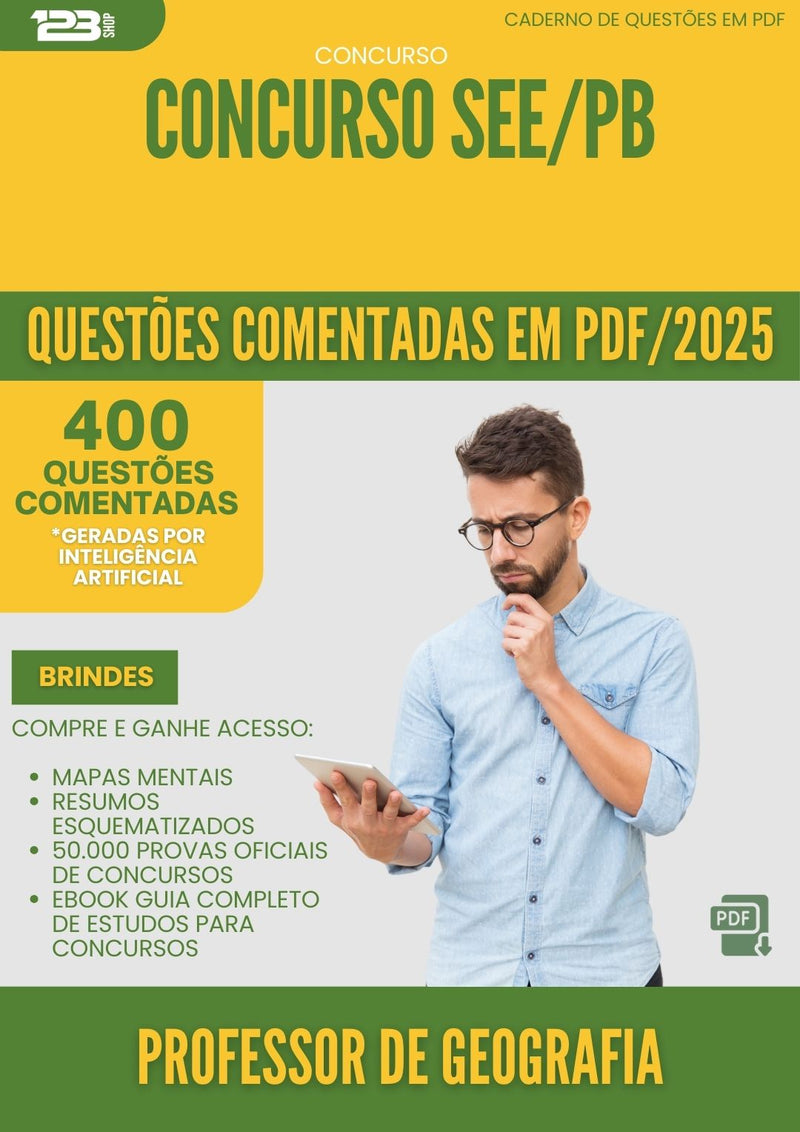 400 Questões Comentadas para Concurso Professor De Geografia See Pb 2025 - 200 Questões