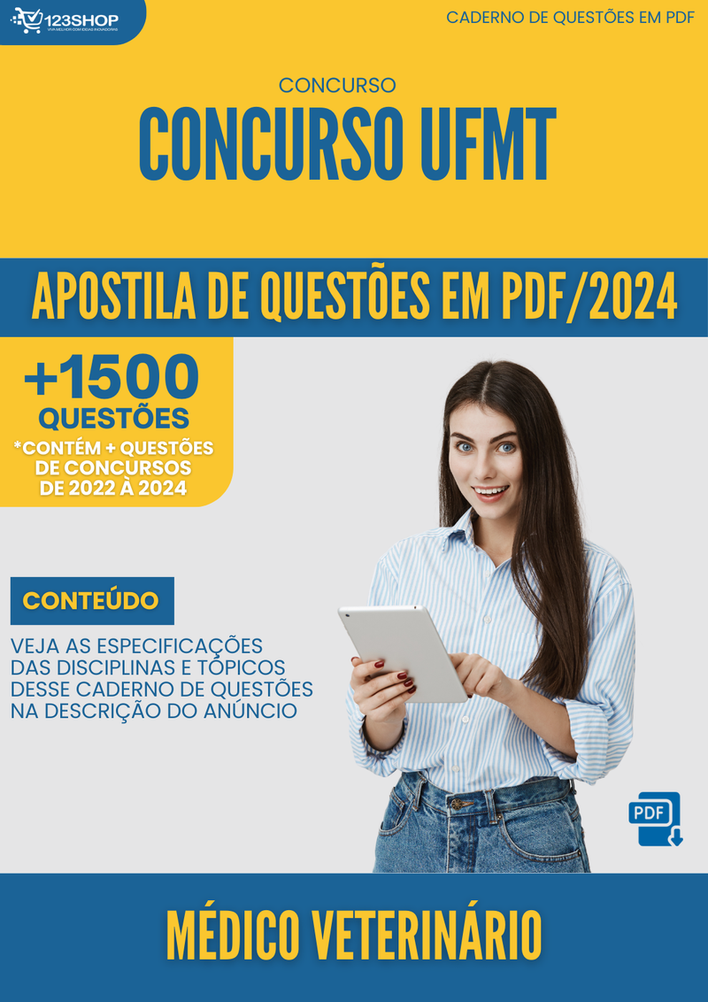 Apostila de Questões para Concurso UFMT 2024 Médico Veterinário - Mais de 1.500 Questões | loja123shop