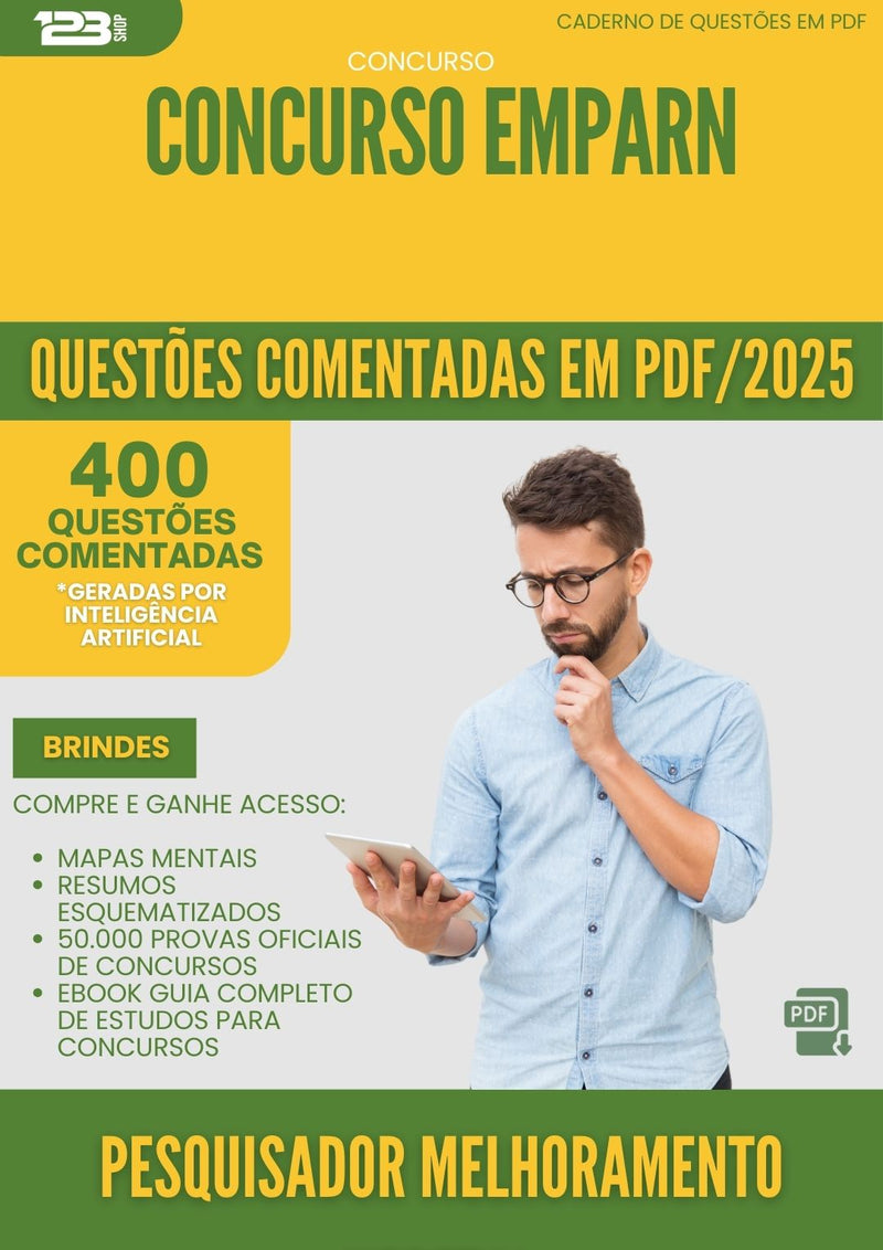 400 Questões Comentadas para Concurso Pesquisador Melhoramento Vegetal Emparn 2025 - 200 Questões