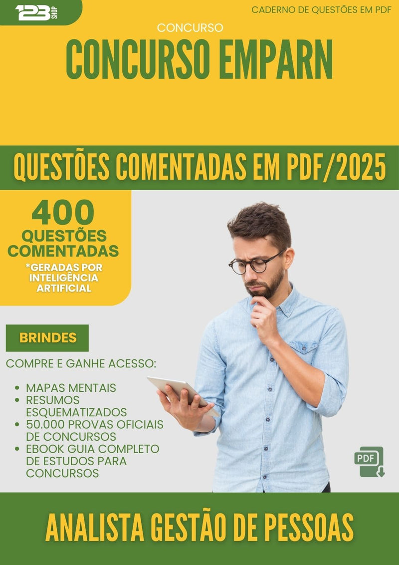 400 Questões Comentadas para Concurso Analista Gestao De Pessoas Emparn 2025 - 200 Questões
