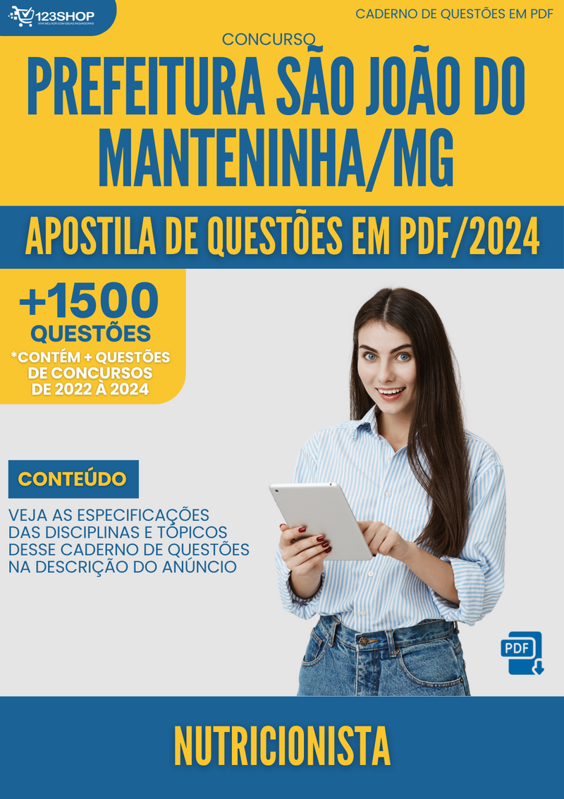 Apostila de Questões para Concurso Prefeitura São João do Manteninha MG Nutricionista - Mais de 1.500 Questões | loja123shop