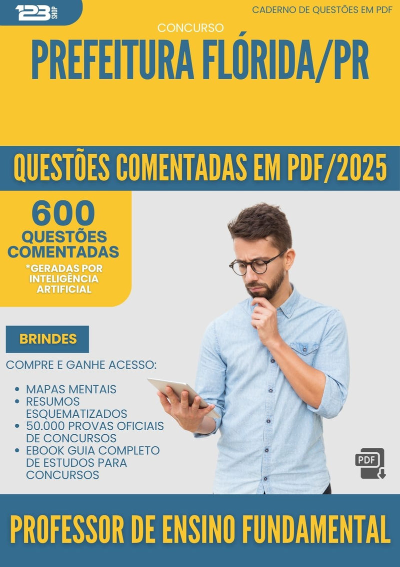 600 Questões Comentadas para Concurso Professor De Ensino Fundamental da Prefeitura Florida Pr 2025 - 600 Questões