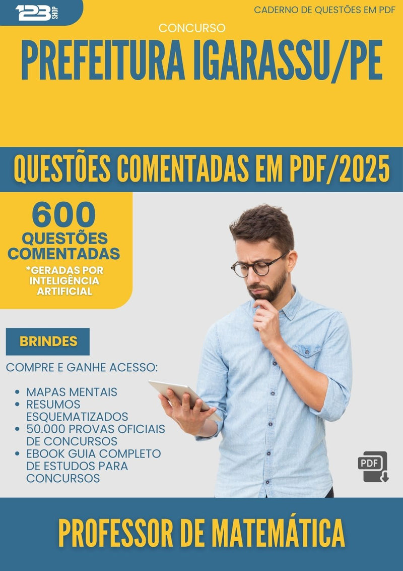 600 Questões Comentadas para Concurso Professor De Matematica da Prefeitura Igarassu Pe 2025 - 600 Questões