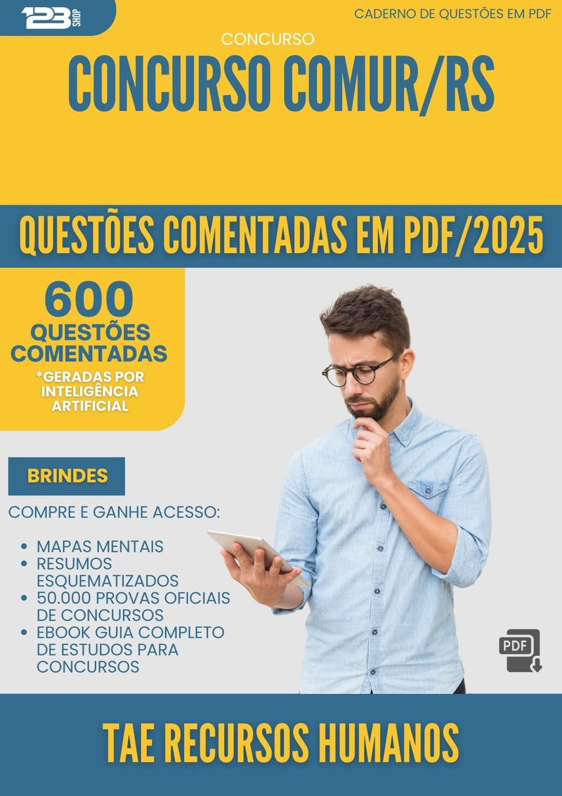 600 Questões Comentadas para Concurso Tae Recursos Humanos Comur Rs 2025 - 600 Questões