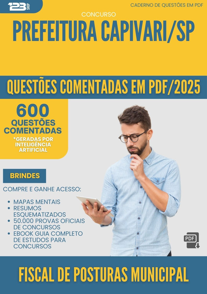 600 Questões Comentadas para Concurso Fiscal De Posturas Municipal da Prefeitura Capivari Sp 2025 - 600 Questões