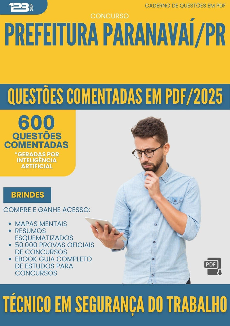 600 Questões Comentadas para Concurso Tecnico Em Seguranca Do Trabalho da Prefeitura Paranavai Pr 2025 - 600 Questões