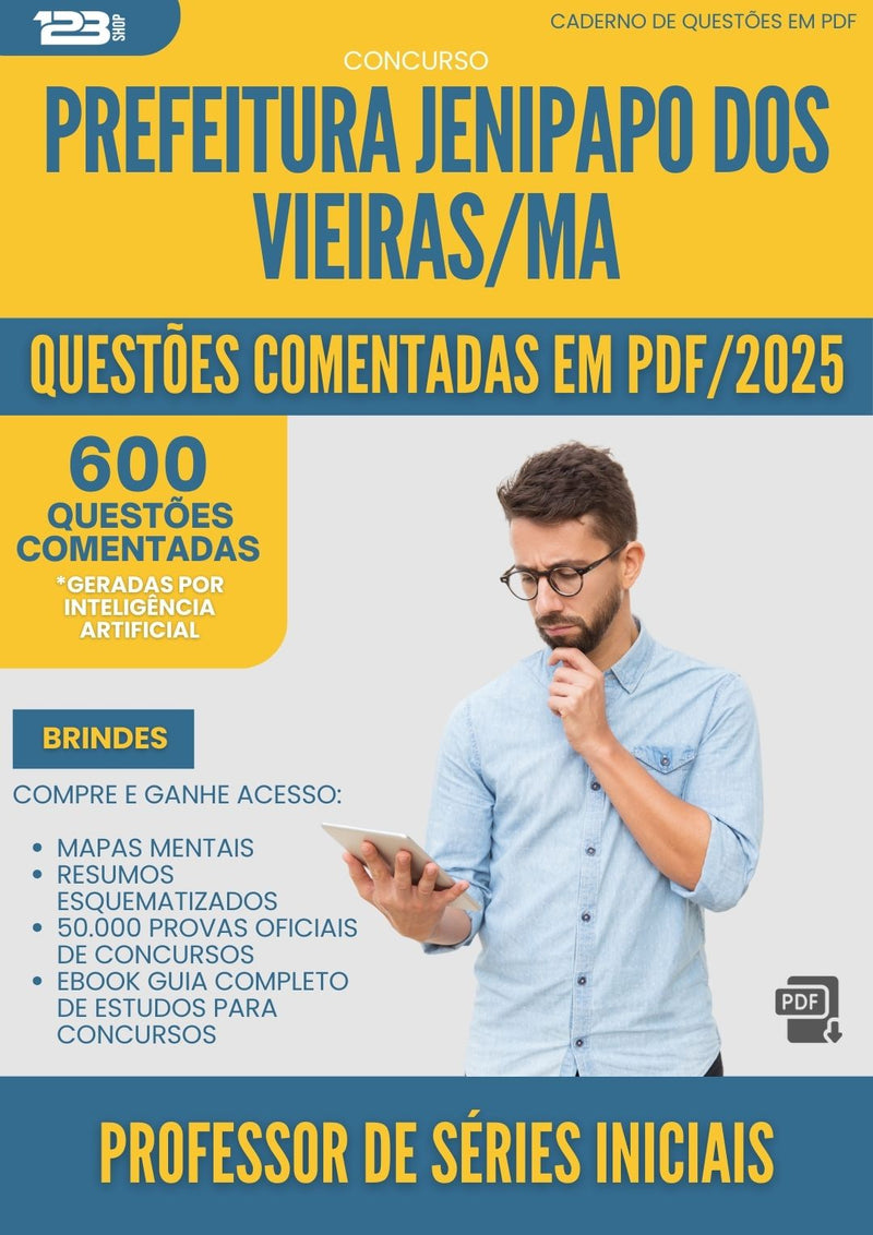 600 Questões Comentadas para Concurso Professor De Series Iniciais da Prefeitura Jenipapo Dos Vieiras Ma 2025 - 600 Questões