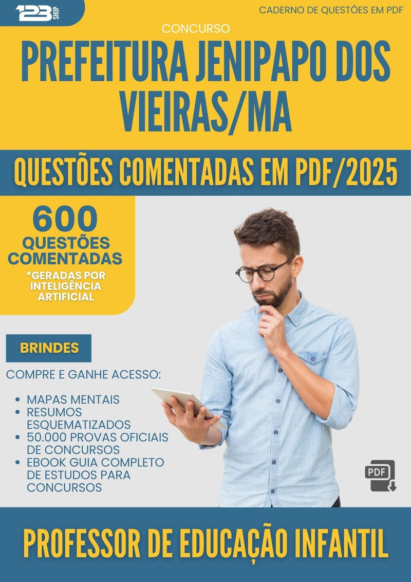 600 Questões Comentadas para Concurso Professor De Educacao Infantil da Prefeitura Jenipapo Dos Vieiras Ma 2025 - 600 Questões