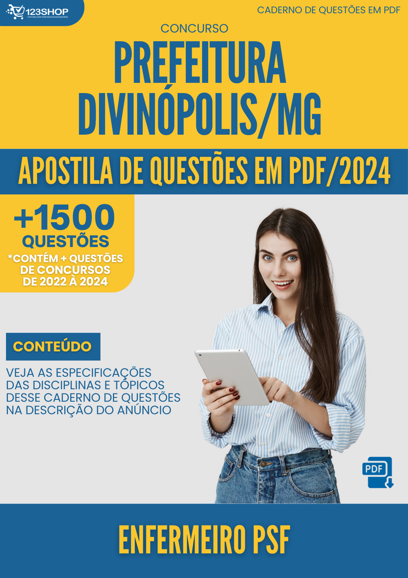 Apostila de Questões para Concurso Prefeitura Divinópolis MG 2024 Enfermeiro PSF - Mais de 1.500 Questões | loja123shop