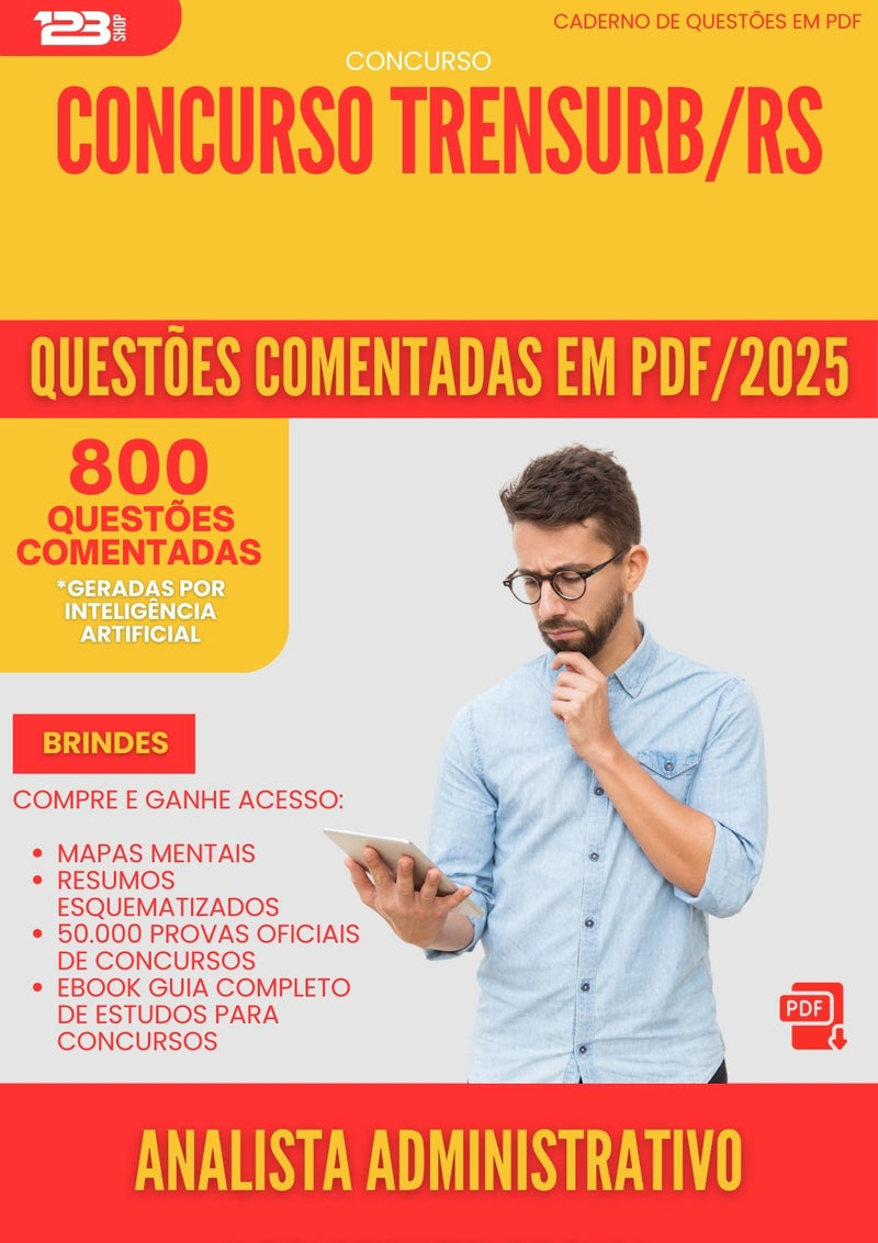 800 Questões Comentadas para Concurso Analista Administrativo Assistente Social Trensurb Rs 2025 - 800 Questões