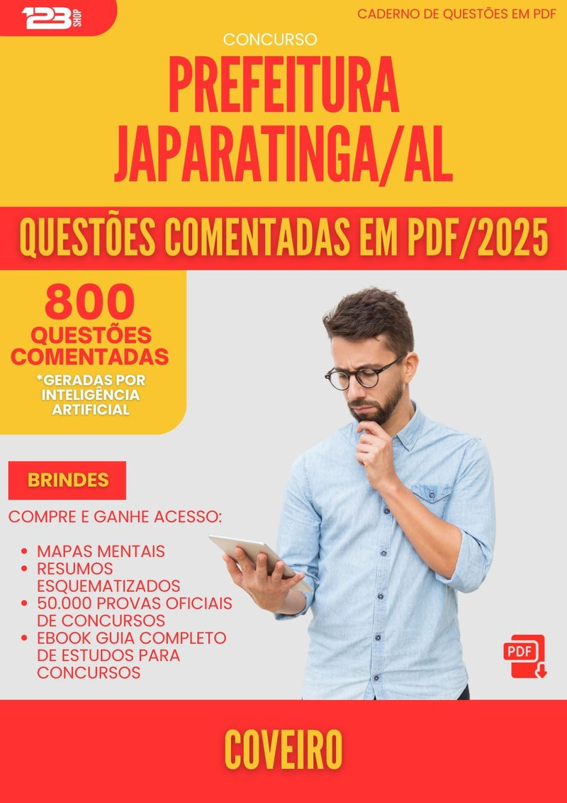 800 Questões Comentadas para Concurso Coveiro da Prefeitura Japaratinga Al 2025 - 800 Questões