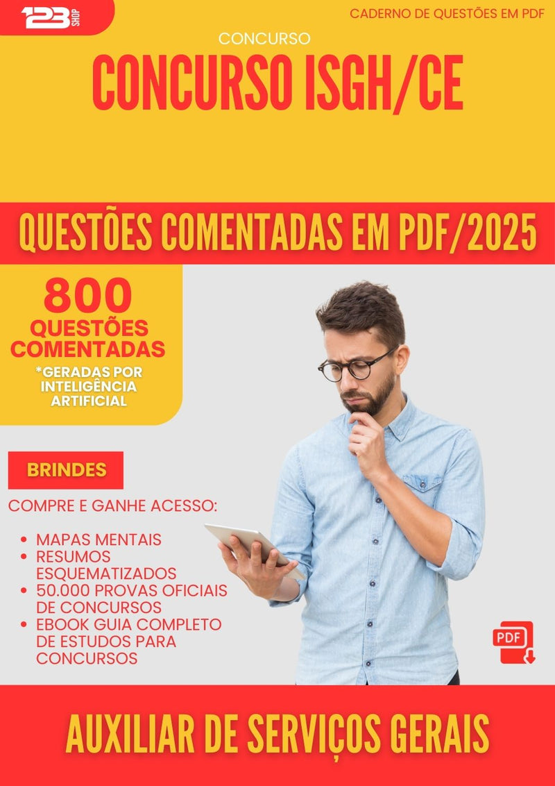 800 Questões Comentadas para Concurso Auxiliar De Servicos Gerais Isgh Ce 2025 - 800 Questões