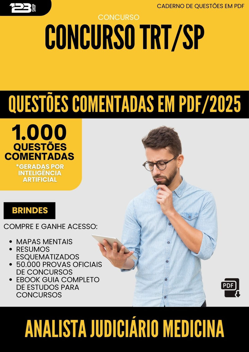 1000 Questões Comentadas para Concurso Analista Judiciario Medicina Cardiologia Trt Sp 2025 - 1000 Questões