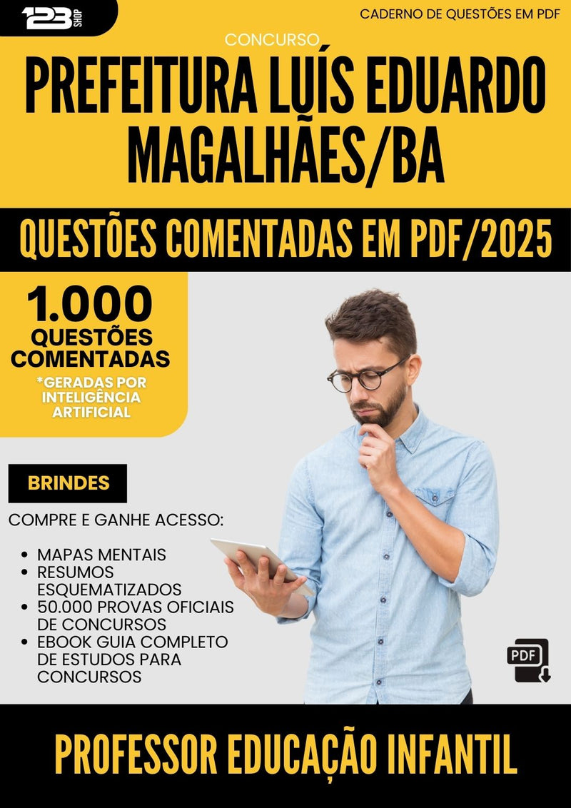 1000 Questões Comentadas para Concurso Professor Educacao Infantil da Prefeitura Luis Eduardo Magalhaes Ba 2025 - 1000 Questões