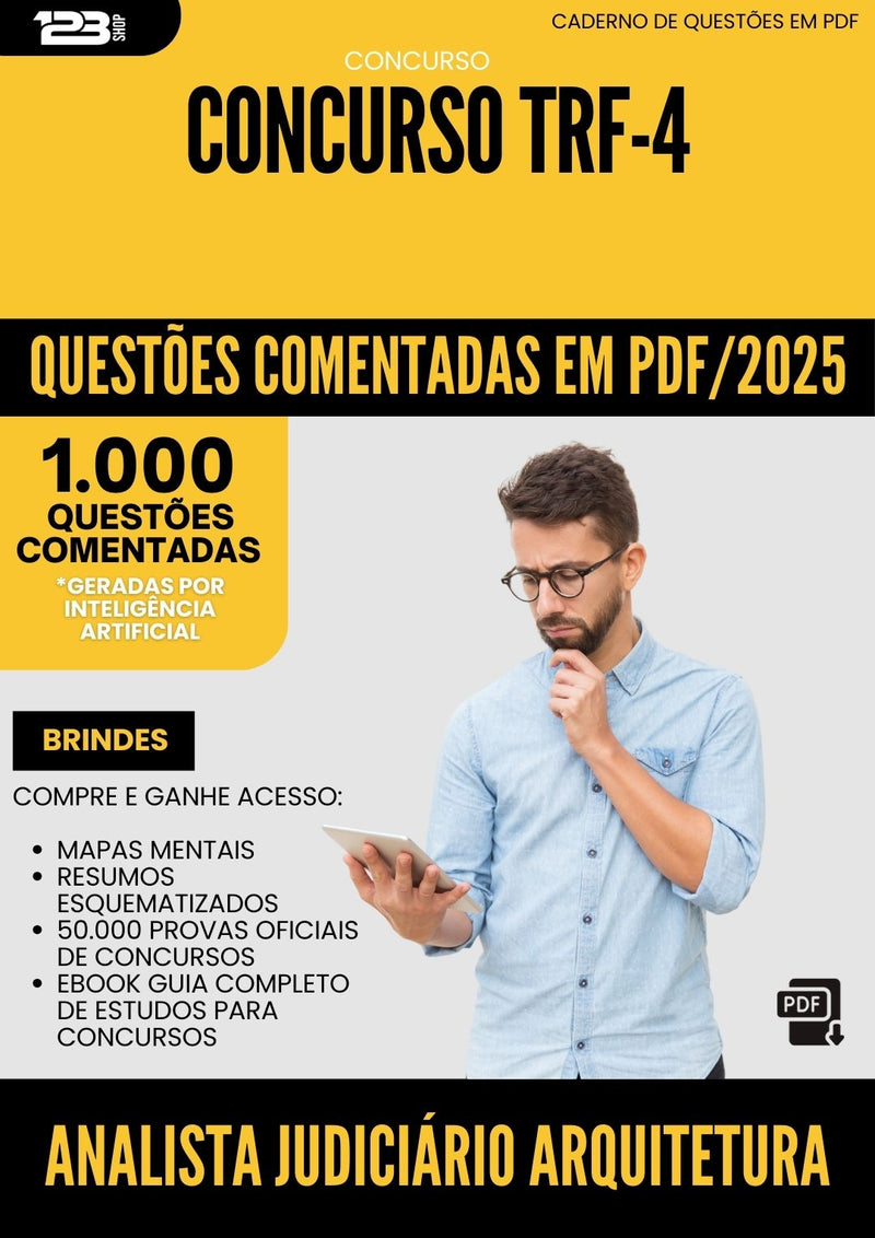 1000 Questões Comentadas para Concurso Analista Judiciario Arquitetura Trf 4 2025 - 1000 Questões