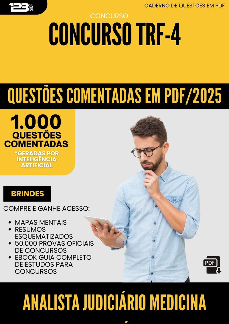 1000 Questões Comentadas para Concurso Analista Judiciario Medicina Cardiologica Trf 4 2025 - 1000 Questões