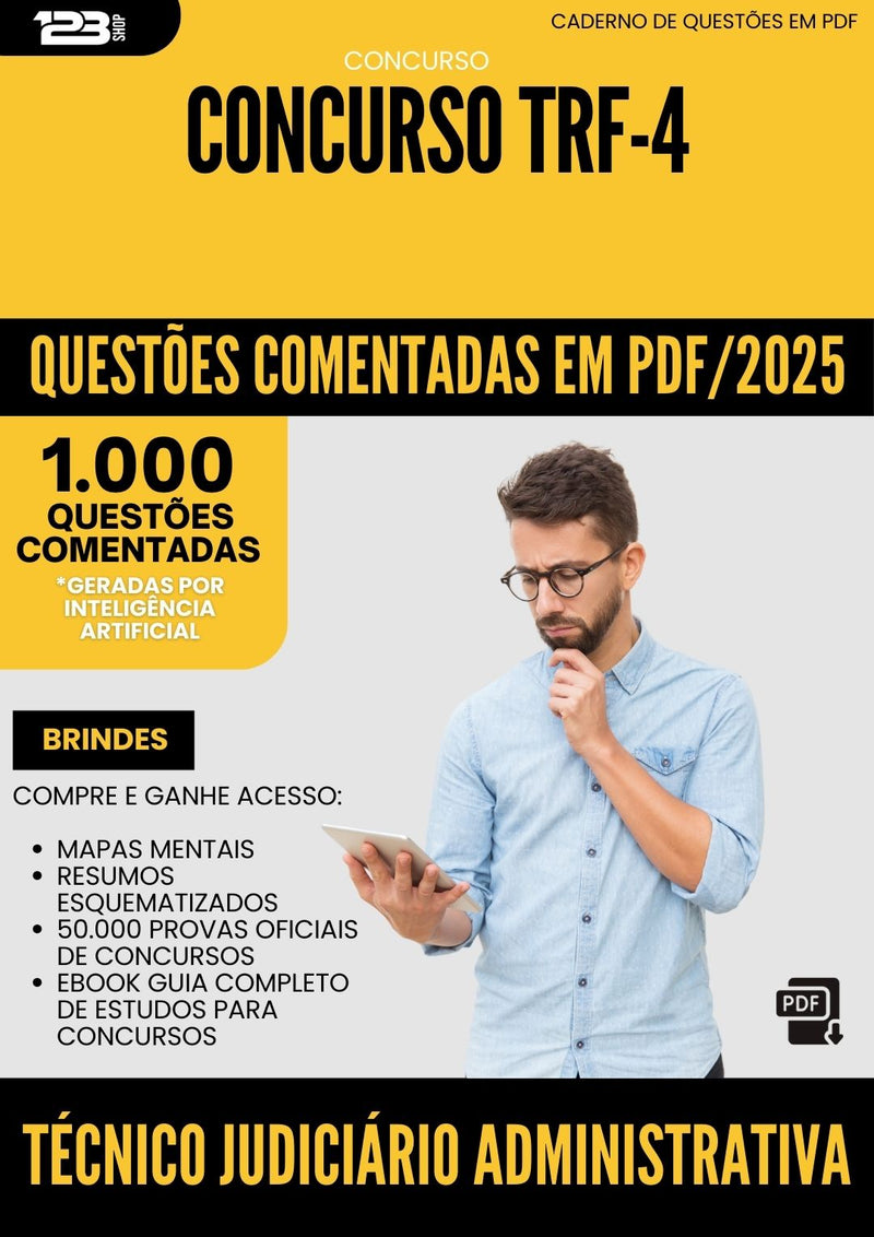 1000 Questões Comentadas para Concurso Tecnico Judiciario Administrativa Trf 4 2025 - 1000 Questões