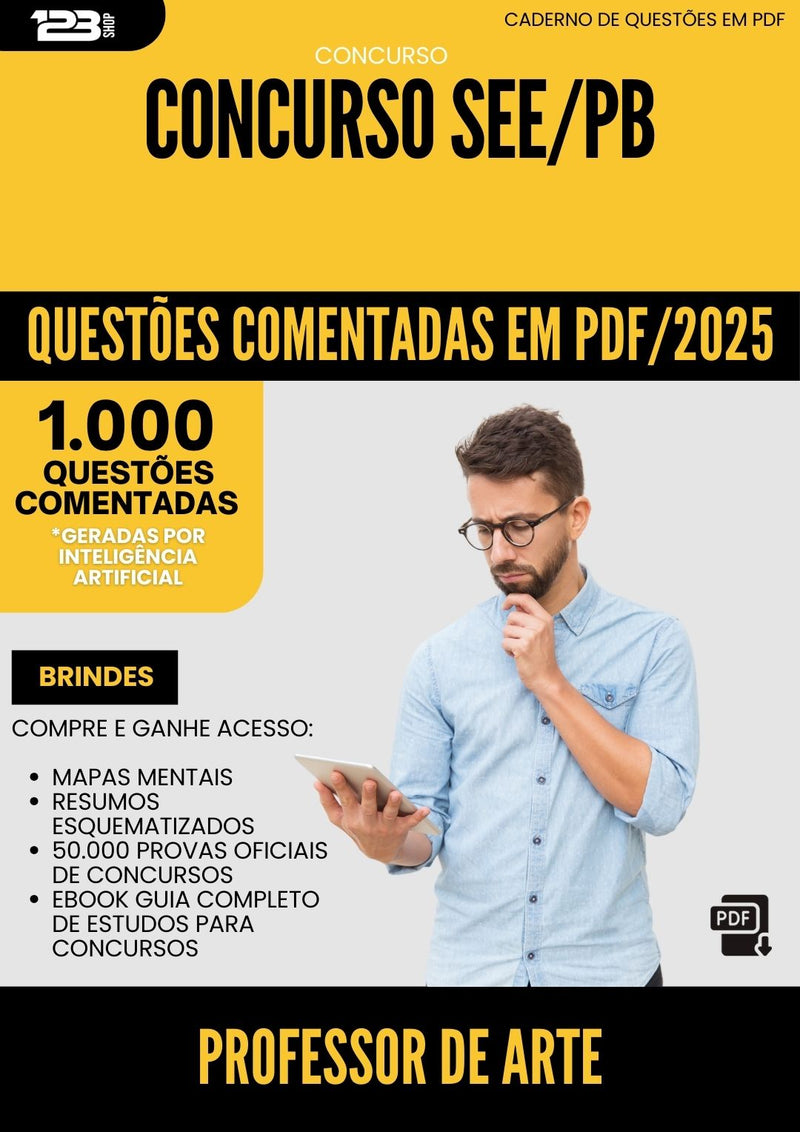 1000 Questões Comentadas para Concurso Professor De Arte See Pb 2025 - 1000 Questões