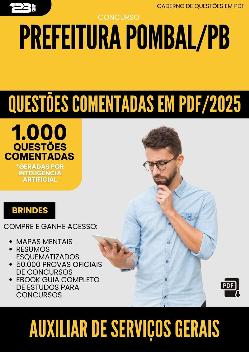 1000 Questões Comentadas para Concurso Auxiliar De Servicos Gerais da Prefeitura Pombal Pb 2025 - 1000 Questões