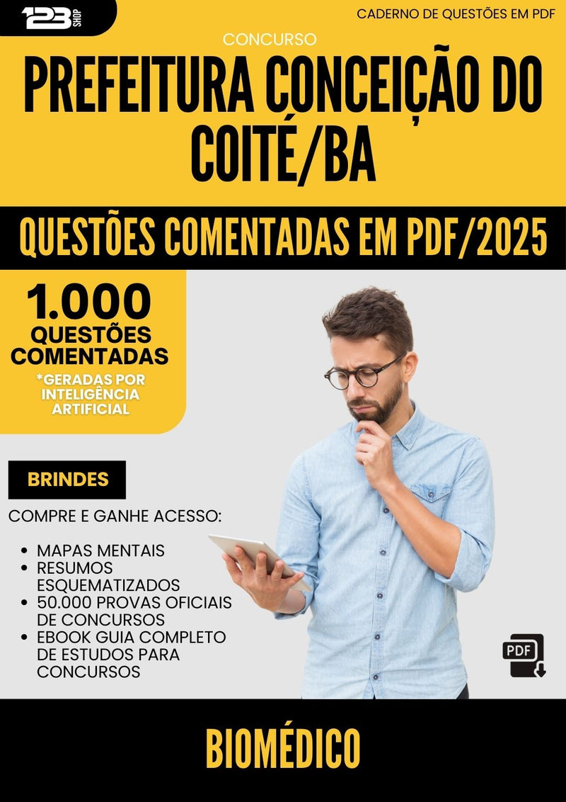 1000 Questões Comentadas para Concurso Biomedico da Prefeitura Conceicao Do Coite Ba 2025 - 1000 Questões