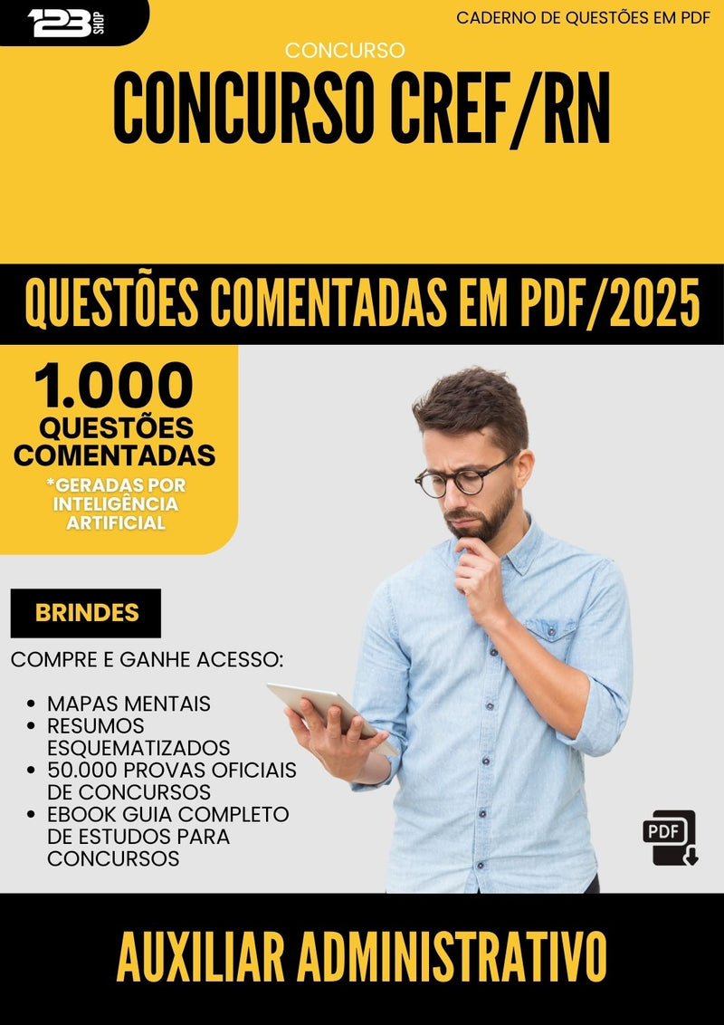 1000 Questões Comentadas para Concurso Auxiliar Administrativo Cref Rn 2025 - 1000 Questões