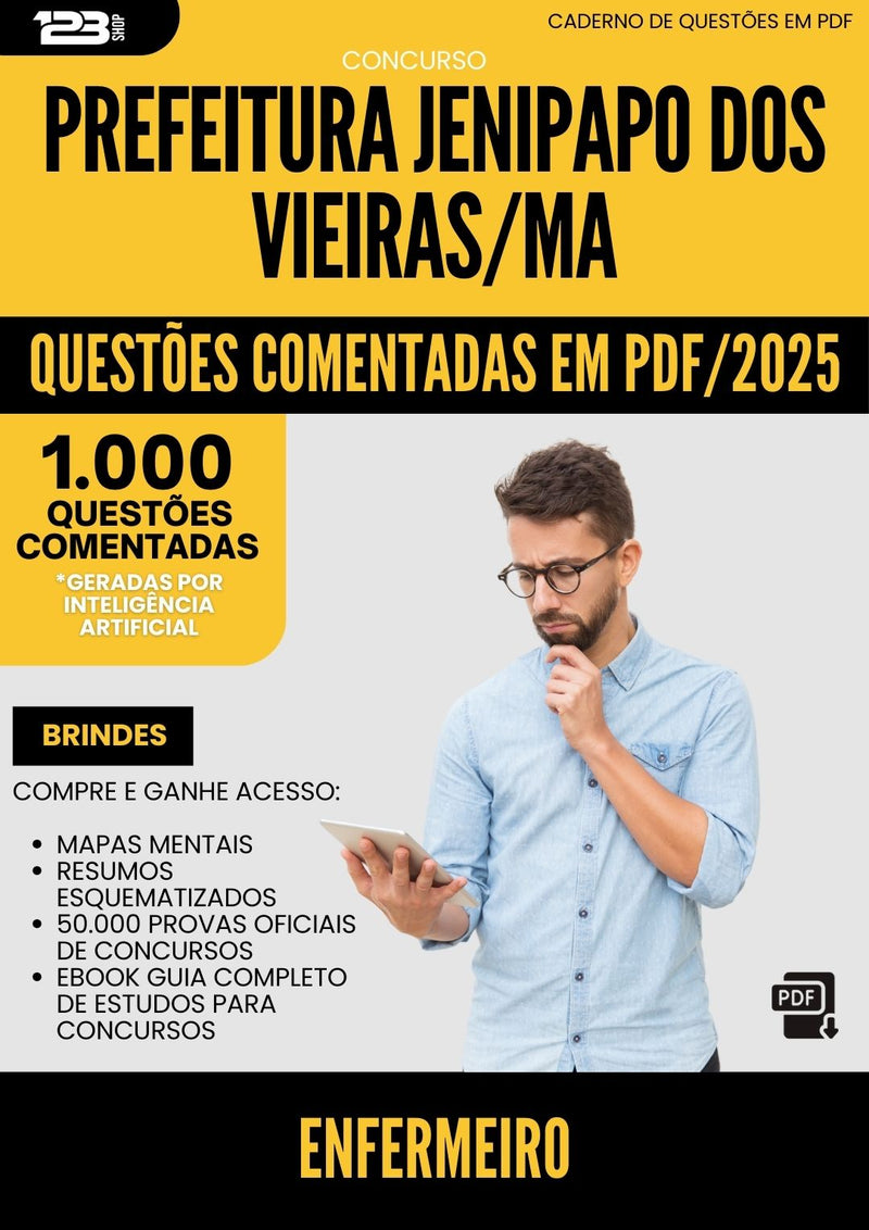 1000 Questões Comentadas para Concurso Enfermeiro da Prefeitura Jenipapo Dos Vieiras Ma 2025 - 1000 Questões