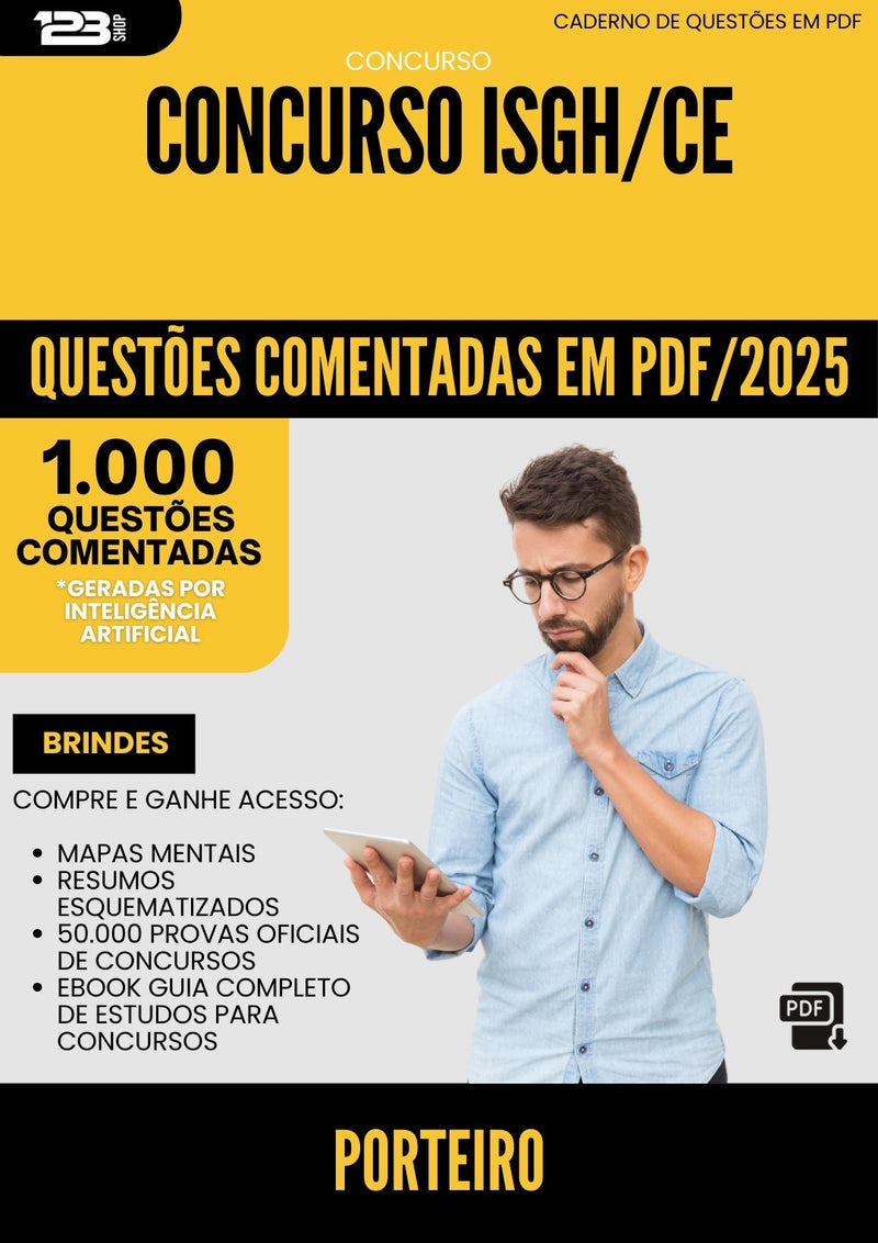 1000 Questões Comentadas para Concurso Porteiro Isgh Ce 2025 - 1000 Questões