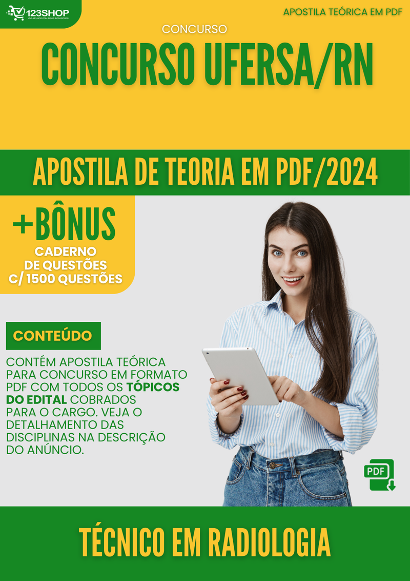 Apostila Teórica para Concurso UFERSA RN 2024 Técnico em Radiologia - Com Caderno de Questões | loja123shop