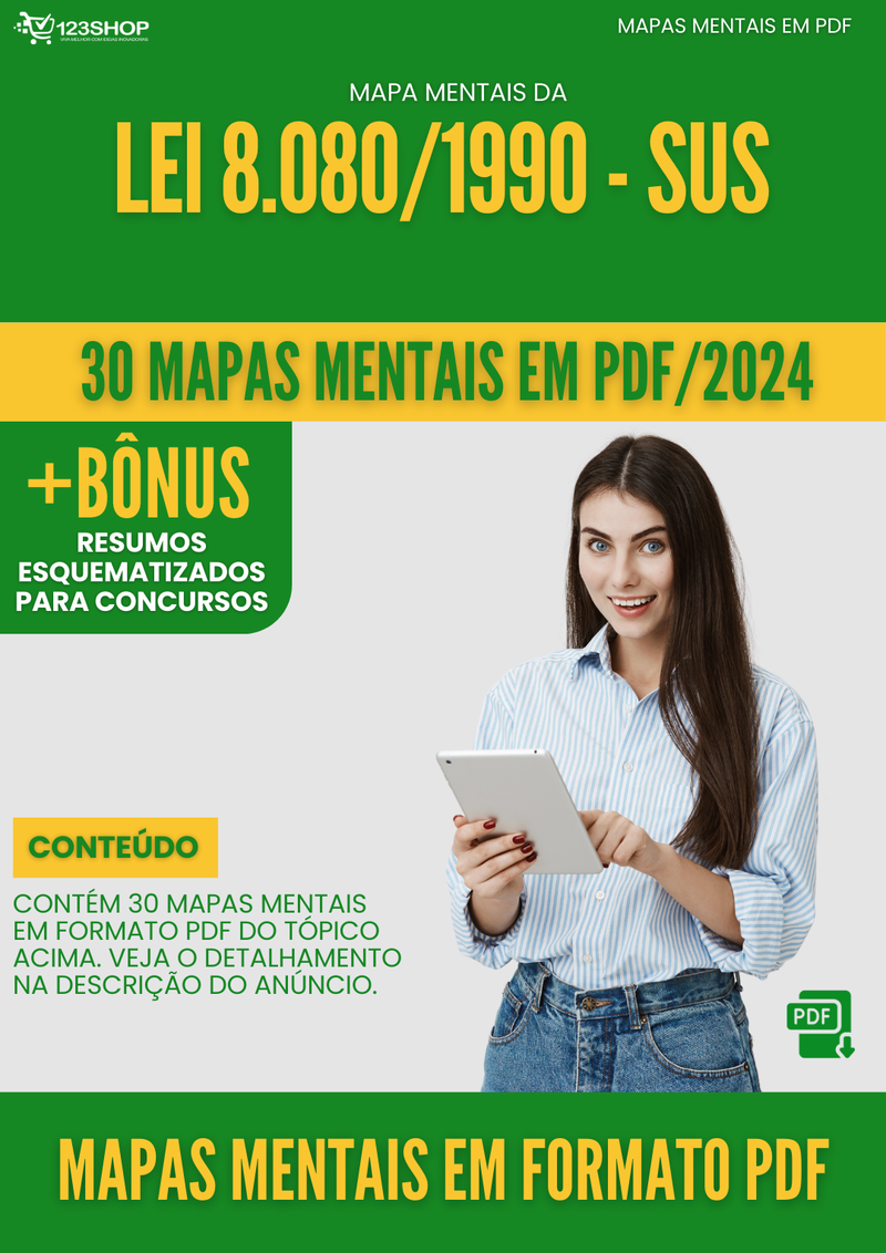 Mapas Mentais da Lei 8.080/1990 - Sus | loja123shop