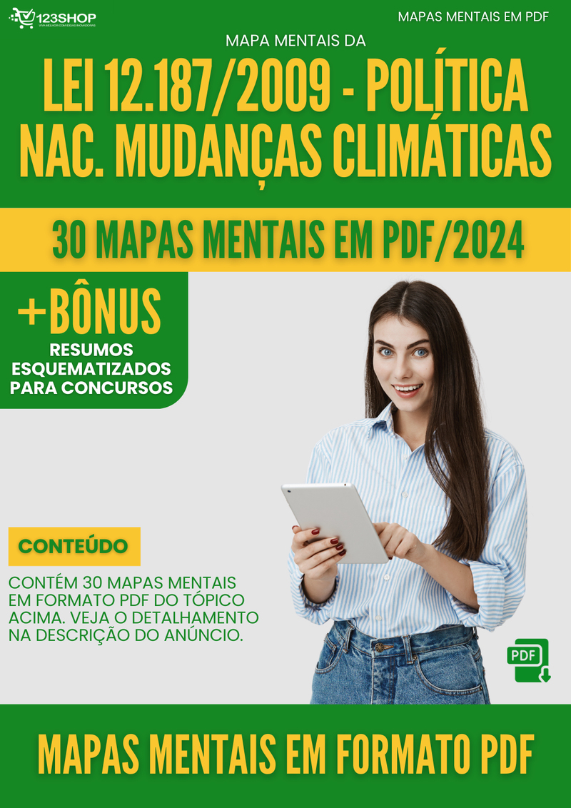 Mapas Mentais da Lei 12.187/2009 - Política Nac. Mudanças Climáticas | loja123shop