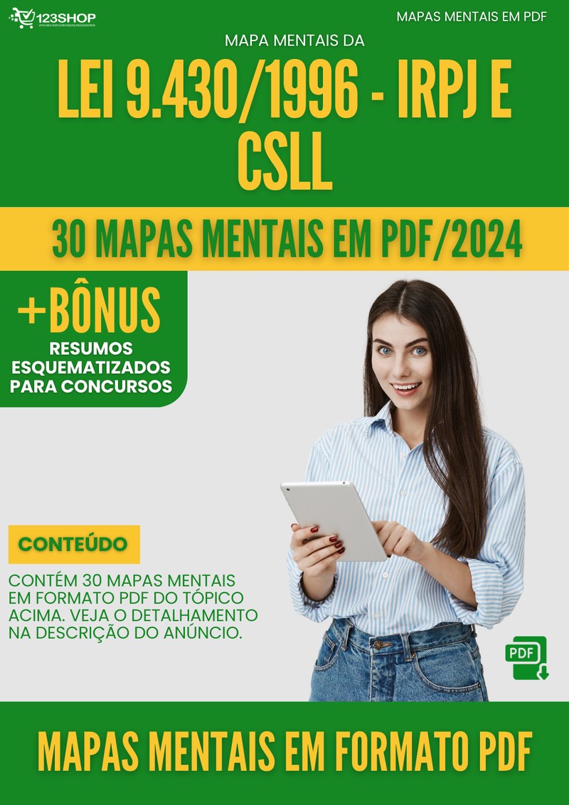 Mapas Mentais da Lei 9.430/1996 - Irpj E Csll | loja123shop