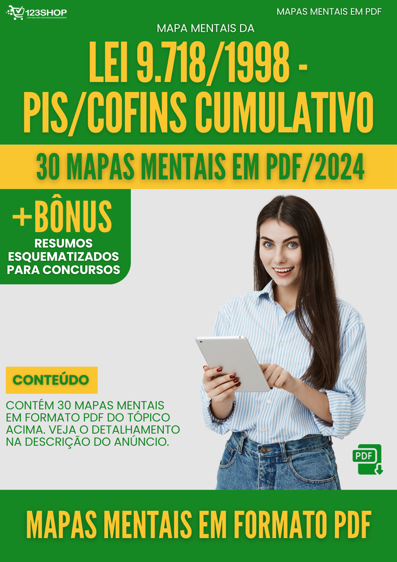 Mapas Mentais da Lei 9.718/1998 - Pis/Cofins Cumulativo | loja123shop